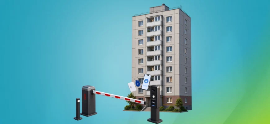 Шлагбаум во дворе многоквартирного дома